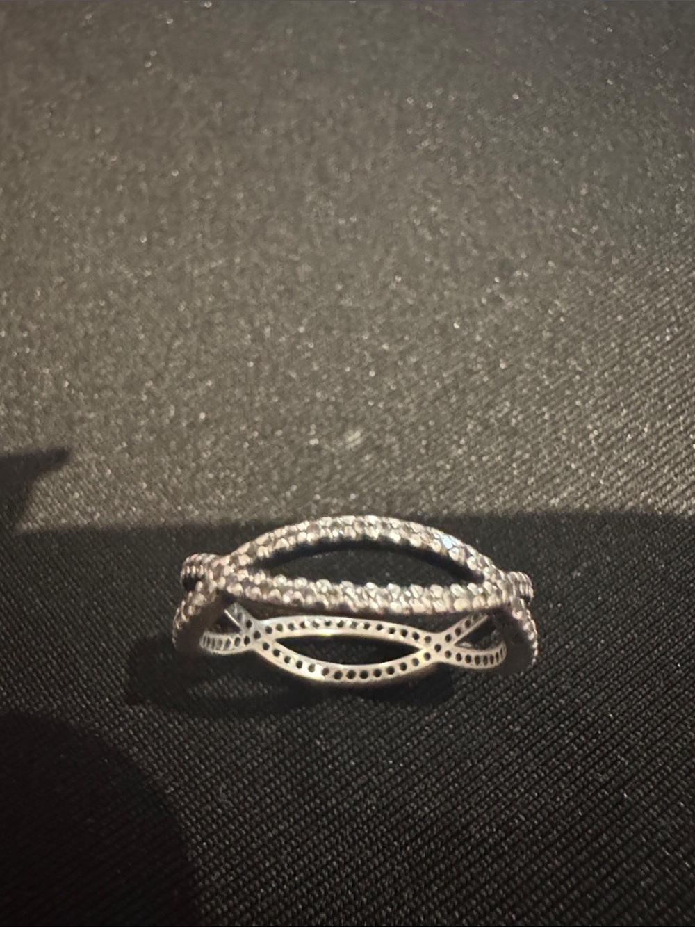 Pandora crossing pathways sterling silver pave ring size 58 size 8.5 us